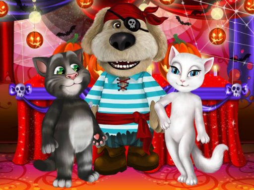 Play Talking Tom And Angela Halloween Party	 Online